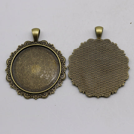 20 pcs Round Antique Brass Bezel - for 35mm app. 1-3/8 inch - Circle Pendant Blank Bezel . for Cabochon Cameo Pendants, Photo Jewelry, Post
