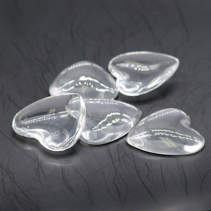 20 pcs HEART Glass Cabochons - 30mm app. 1-3/16inch - 7mm thickness - Heart Domed Magnifying Clear Round Glass Cabochon for Cameo Pendants