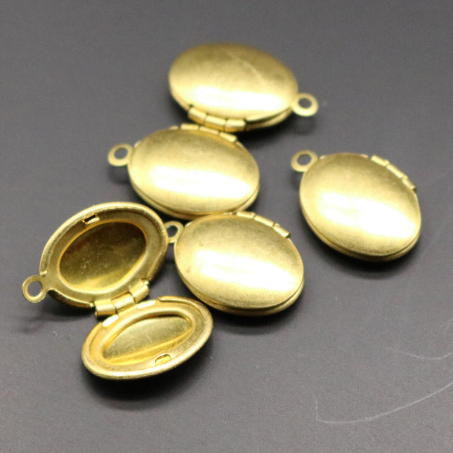 Raw BRASS Filigree Locket PLAIN Oval Pendant Charm Dangle - 11x16mm - Brass Locket Pendant Charm - B47