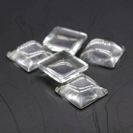 50 Square Glass Cabochons - 15mmx15mm app. 19/32 inch - 5.3mm thickness - Square Domed Magnifying Clear Round Glass Cabochon, Photo Jewelry