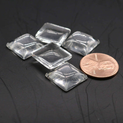 50 Square Glass Cabochons - 15mmx15mm app. 19/32 inch - 5.3mm thickness - Square Domed Magnifying Clear Round Glass Cabochon, Photo Jewelry
