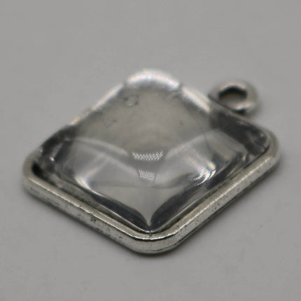 50 Pcs of SQUARE Antique Silver Bezel - for 15mmX15mm GLASS Magnifying Domes Cabochon - Pendant Blank Bezel . for Cabochon, Photo Jewelry
