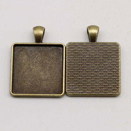 5 Pcs of SQUARE Antique Brass Bezel - for 25mmX25mm GLASS Magnifying Domes Cabochon - Pendant Blank Bezel . for Cabochon, Photo Jewelry
