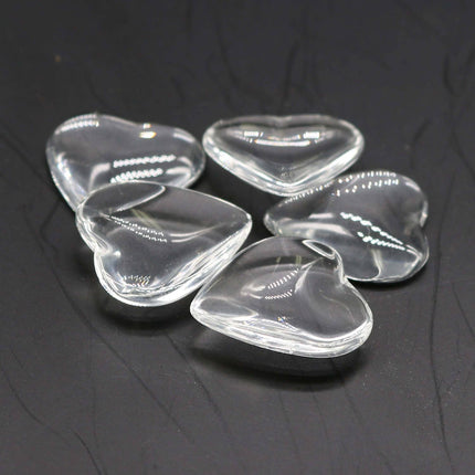 100 HEART Glass Cabochons - 20mm  app. 25/32 inch - 4.5mm thickness - Domed Magnifying Clear Glass Cabochon, Photo Jewelry