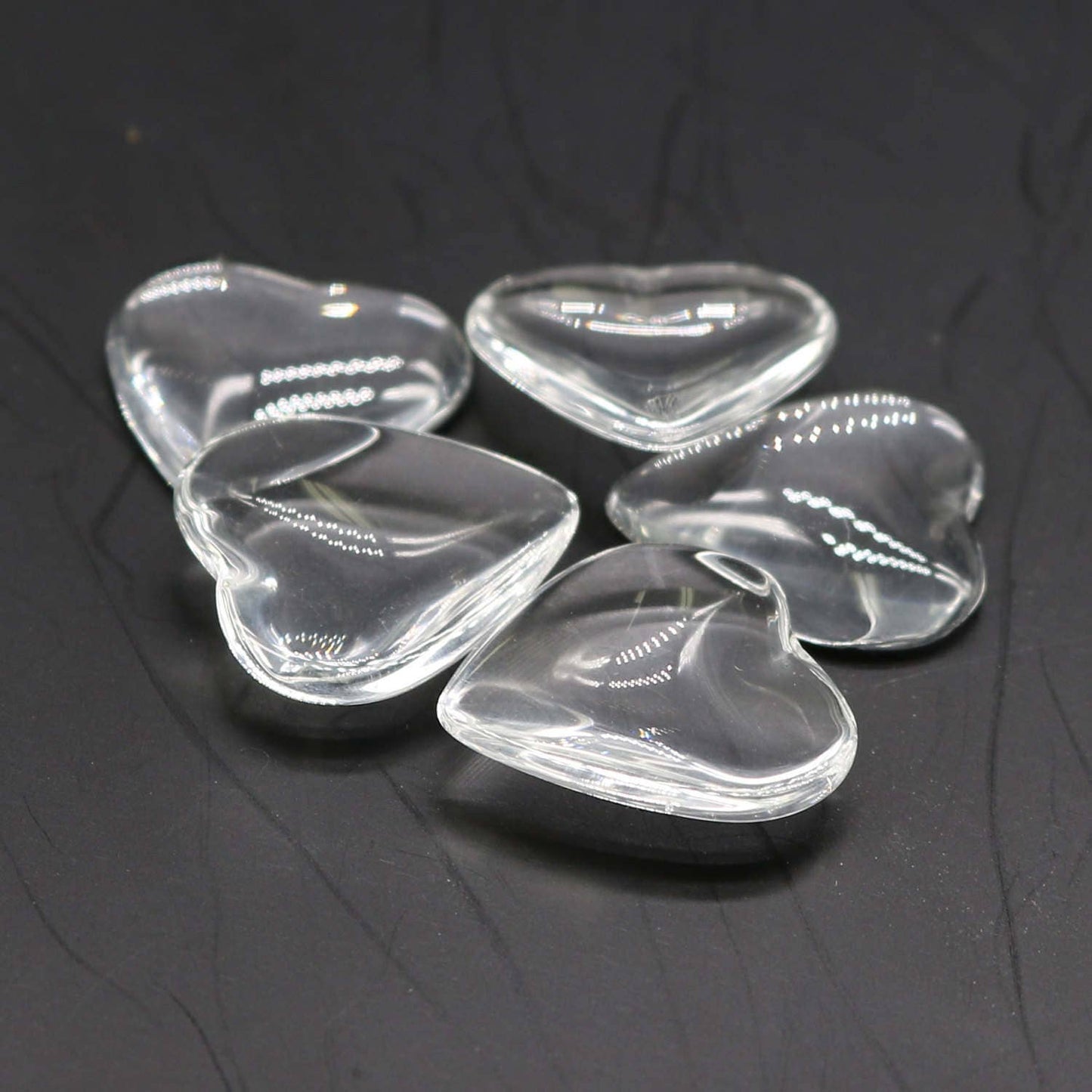 100 HEART Glass Cabochons - 20mm  app. 25/32 inch - 4.5mm thickness - Domed Magnifying Clear Glass Cabochon, Photo Jewelry