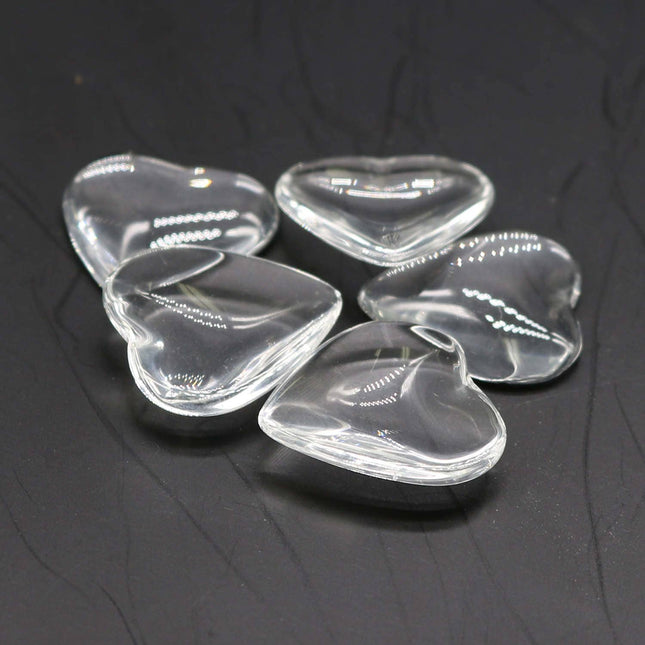 100 HEART Glass Cabochons - 20mm  app. 25/32 inch - 4.5mm thickness - Domed Magnifying Clear Glass Cabochon, Photo Jewelry