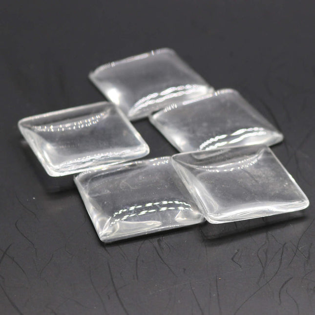 50 Square Glass Cabochons - 30mmX30mm  app. 1-3/16 inch - 6.5mm thickness - Square Domed Magnifying Clear Glass Cabochon, Photo Jewelry