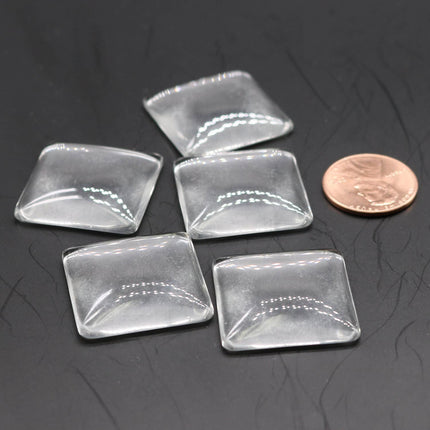 100 Square Glass Cabochons - 25mmX25mm  app. 1 inch - 6.5mm thickness - Square Domed Magnifying Clear Glass Cabochon, Photo Jewelry