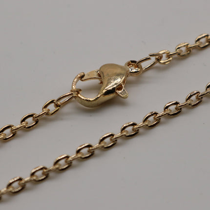 5 pcs of Ready to wear Necklace 60cm (about 24inch) - Pinky Gold (Champagne Gold Plated) 3x2mm Flat Chain Necklace with Lobster Clasp