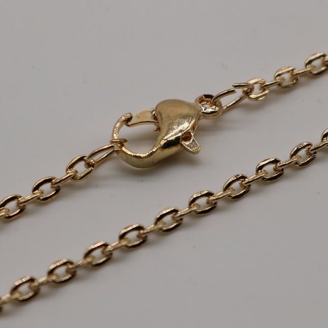 5 pcs of Ready to wear Necklace 60cm (about 24inch) - Pinky Gold (Champagne Gold Plated) 3x2mm Flat Chain Necklace with Lobster Clasp