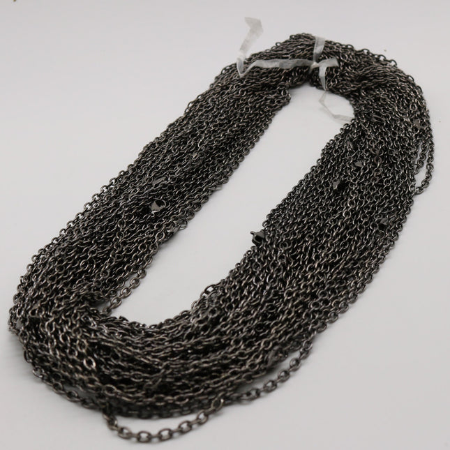 50 pcs of Ready to wear Chunky Cable Chain Necklace 60cm (about 24inch) - Antique Brass 5x3.5mm 0.9mm Cable Chain Necklace w/ Lobster Clasp