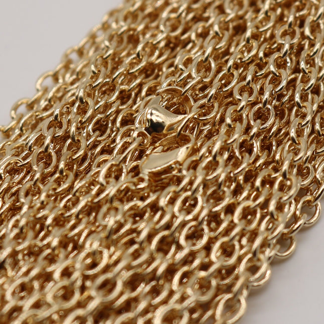 50 pcs Ready to wear Chunky Cable Chain Necklace 60cm (about 24inch) - Pinky Gold (Rose Gold) 5x3.5mm 0.9mm Chain Necklace w/ Lobster Clasp