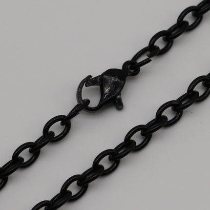 50 pcs of Ready to wear Chunky Cable Chain Necklace 60cm (about 24inch) - Black 5x3.5mm 0.9mm Cable Chain Necklace w/ Lobster Clasp
