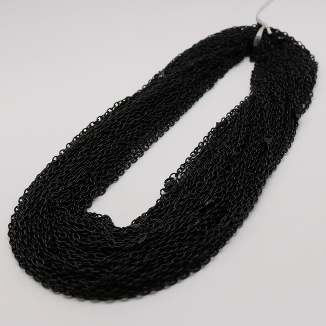 50 pcs of Ready to wear Chunky Cable Chain Necklace 60cm (about 24inch) - Black 5x3.5mm 0.9mm Cable Chain Necklace w/ Lobster Clasp
