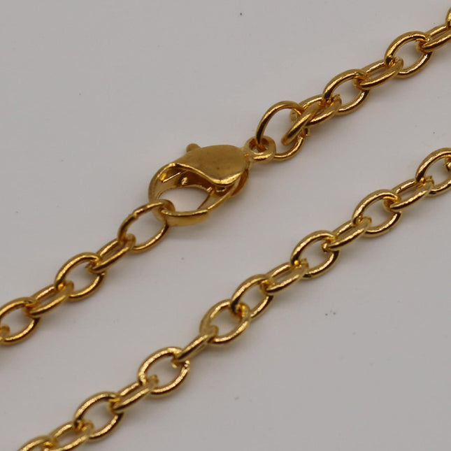50 pcs of Ready to wear Chunky Cable Chain Necklace 60cm (about 24inch)- Gold Plated 5x3.5mm 0.9mm Chain Necklace w/ Lobster Clasp