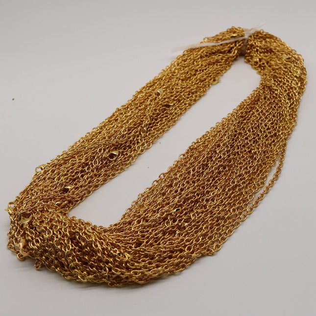 5 pcs of Ready to wear Chunky Cable Chain Necklace 60cm (about 24inch)- Gold Plated 5x3.5mm 0.9mm Chain Necklace w/ Lobster Clasp