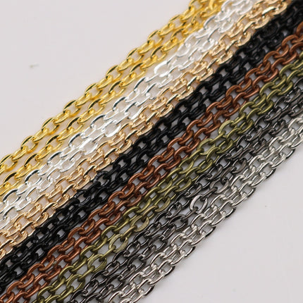 20 pcs of 24 inch Flat Cable Chain - Rhodium Plated - 2x3mm Link