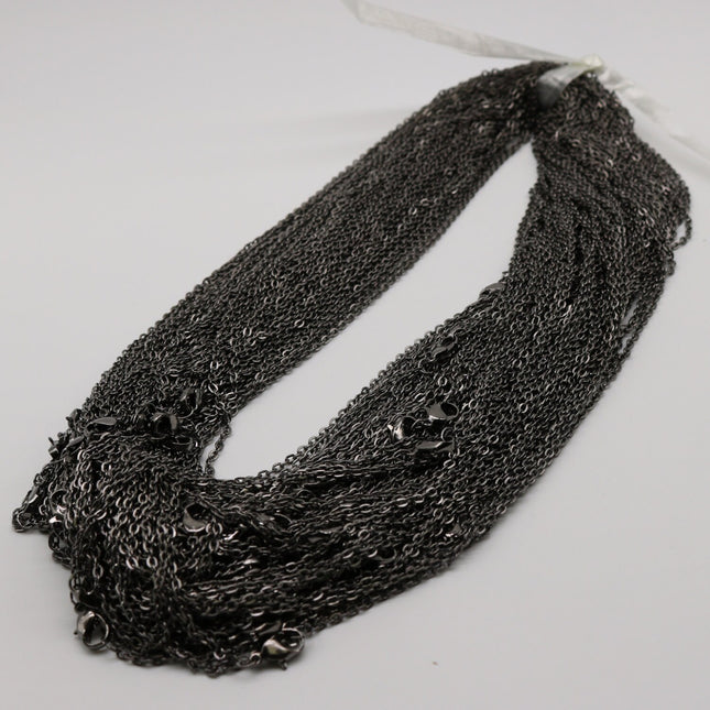 10 pcs of 24 inch Flat Cable Chain - Gunmetal Plated - 2x3mm Link