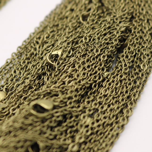 50 pcs of 24 inch Flat Cable Chain - Antique Brass - 2x3mm Link