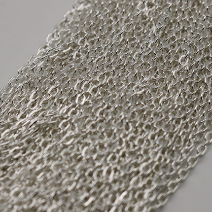 20 pcs of 24 inch Flat Cable Chain - Sterling Silver Plated - 2x3mm Link