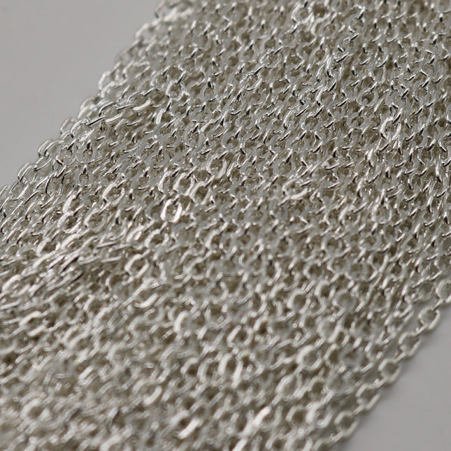 20 pcs of 24 inch Flat Cable Chain - Sterling Silver Plated - 2x3mm Link