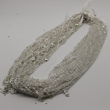 20 pcs of 24 inch Flat Cable Chain - Sterling Silver Plated - 2x3mm Link