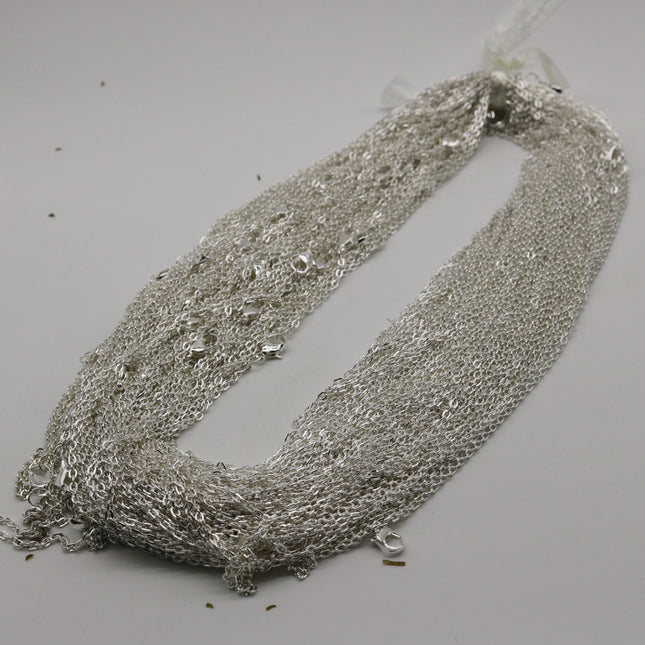 20 pcs of 24 inch Flat Cable Chain - Sterling Silver Plated - 2x3mm Link