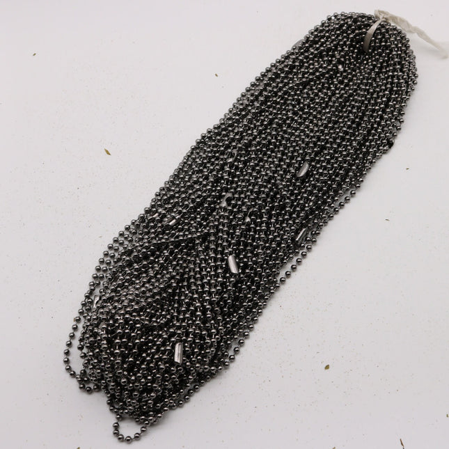 10 pcs of 24 inch Chunky Ball Chain Necklace - Gunmetal 3.2mm Ball Chain Necklace - Dog Tag Military Jewelry
