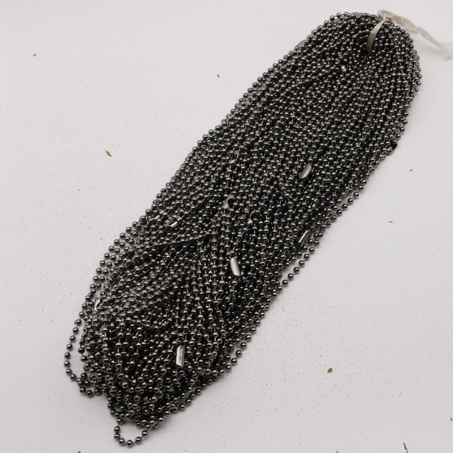 50pcs of 24 inch Chunky Ball Chain Necklace - Gunmetal 3.2mm Ball Chain Necklace - Dog Tag Military Jewelry