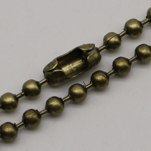 10 pcs of 24 inch Chunky Ball Chain Necklace - Antique Brass 3.2mm Ball Chain Necklace - Dog Tag Military Jewelry