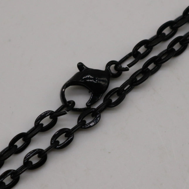 20 pcs of 24 inch Flat Cable Chain Necklace With Lobster Clasp - Black Plated - 3x4mm Link