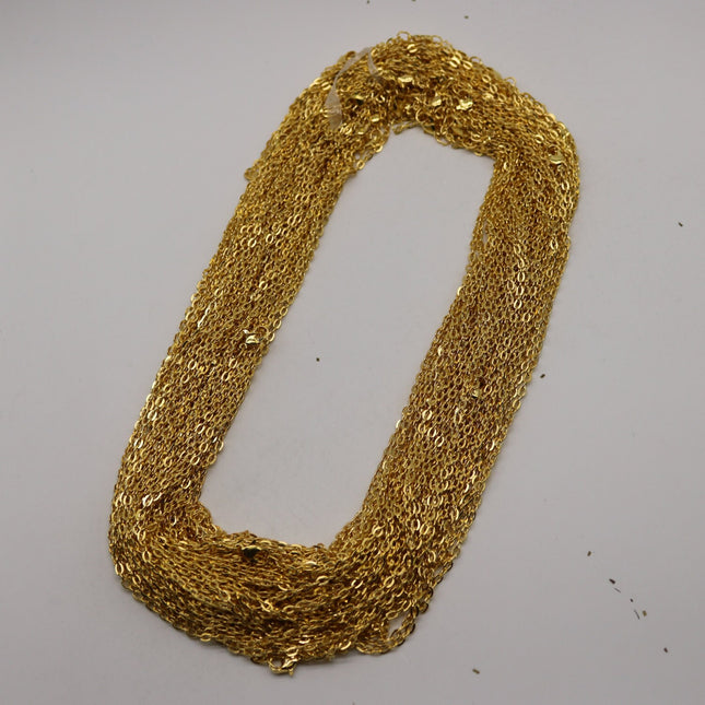 50 pcs of 24 inch Flat Cable Chain Necklace With Lobster Clasp - Gold Plated - 3x4mm Link