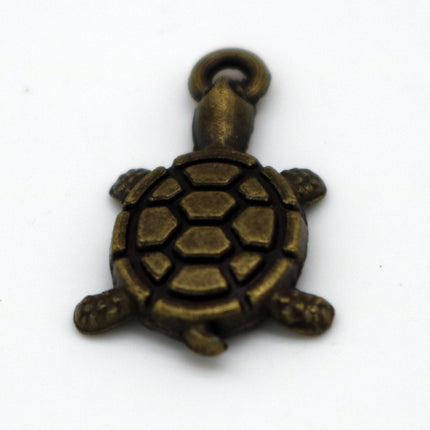 12 pcs Antique Brass Alloy Charm, Solid Turtle Charm - 19x11mm, Antique Bronze connector, charm - MC107