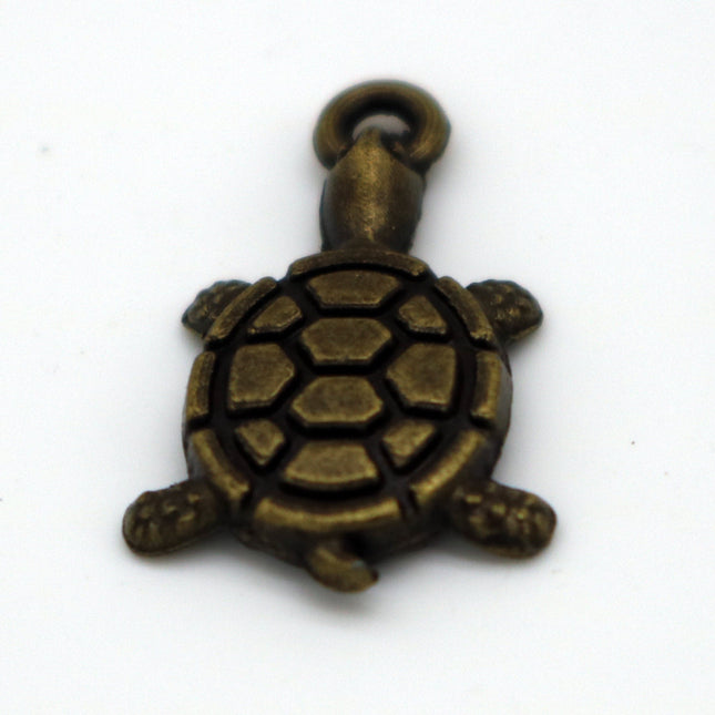 12 pcs Antique Brass Alloy Charm, Solid Turtle Charm - 19x11mm, Antique Bronze connector, charm - MC107