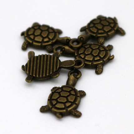 12 pcs Antique Brass Alloy Charm, Solid Turtle Charm - 19x11mm, Antique Bronze connector, charm - MC107