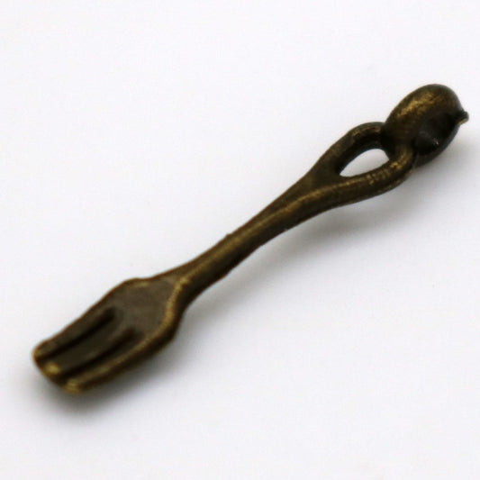 50 pcs Antique Brass Alloy Charm, Fork Charm, Dangle, Pendant - 17x3mm, Antique Bronze - from California USA MC185