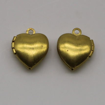 Raw BRASS Filigree Locket Plain Heart Pendant Charm Dangle - 10x12mm - Brass Locket Pendant Charm - A43
