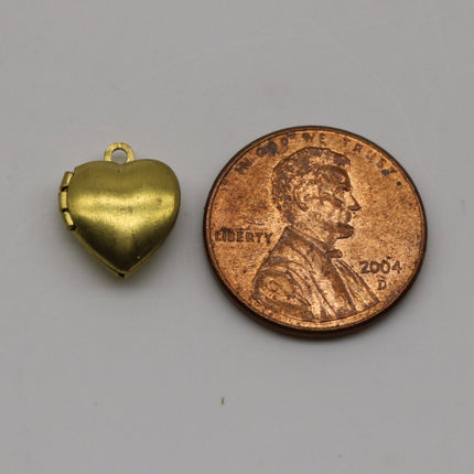 Raw BRASS Filigree Locket Plain Heart Pendant Charm Dangle - 10x12mm - Brass Locket Pendant Charm - A43