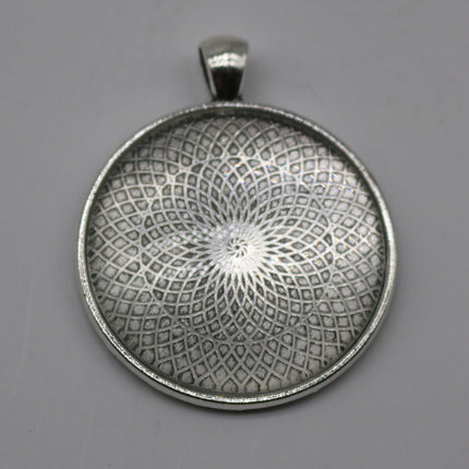 20 pcs Round Antique Silver Bezel - for 35mm app. 1-3/8 inch - Circle Pendant Blank Bezel . for Cabochon Cameo Pendants, Photo Jewelry, Post