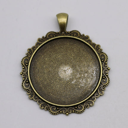 20 pcs Round Antique Brass Bezel - for 35mm app. 1-3/8 inch - Circle Pendant Blank Bezel . for Cabochon Cameo Pendants, Photo Jewelry, Post