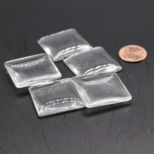 50 Square Glass Cabochons - 30mmX30mm  app. 1-3/16 inch - 6.5mm thickness - Square Domed Magnifying Clear Glass Cabochon, Photo Jewelry
