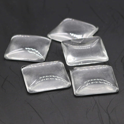 100 Square Glass Cabochons - 25mmX25mm  app. 1 inch - 6.5mm thickness - Square Domed Magnifying Clear Glass Cabochon, Photo Jewelry