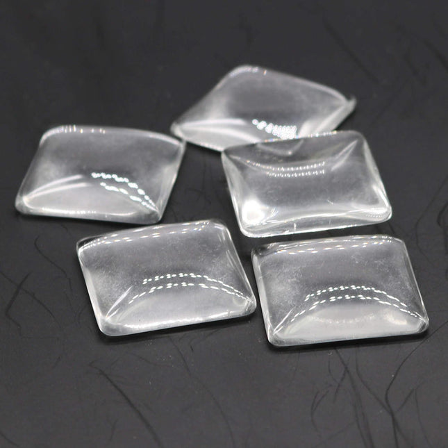 100 Square Glass Cabochons - 25mmX25mm  app. 1 inch - 6.5mm thickness - Square Domed Magnifying Clear Glass Cabochon, Photo Jewelry