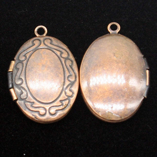 5 pcs Antique COPPER Filigree Locket Oval Pendant Charm Dangle - 16x19mm - Brass Locket Pendant Charm - B43