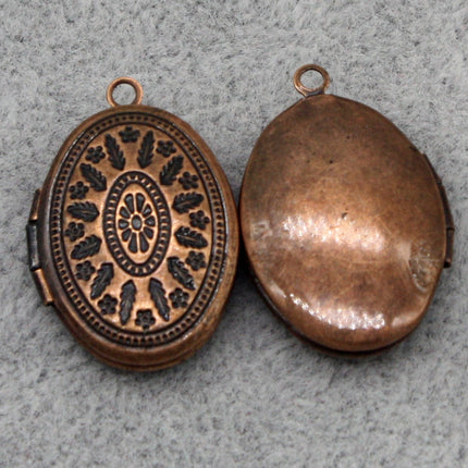 5 pcs Antique COPPER Filigree Locket Oval Pendant Maya Pattern Charm Dangle - 16x19mm - Locket Pendant Charm - B19