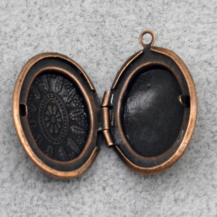 5 pcs Antique COPPER Filigree Locket Oval Pendant Maya Pattern Charm Dangle - 16x19mm - Locket Pendant Charm - B19