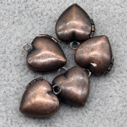 10 pcs Antique COPPER Filigree Locket Plain Heart Pendant Charm - 10x12mm - Brass Locket Pendant Charm - A43