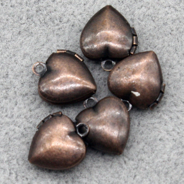 10 pcs Antique COPPER Filigree Locket Plain Heart Pendant Charm - 10x12mm - Brass Locket Pendant Charm - A43