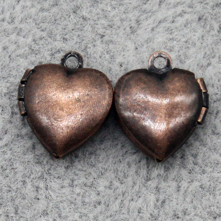 10 pcs Antique COPPER Filigree Locket Plain Heart Pendant Charm - 10x12mm - Brass Locket Pendant Charm - A43