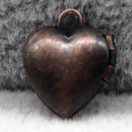 10 pcs Antique COPPER Filigree Locket Plain Heart Pendant Charm - 10x12mm - Brass Locket Pendant Charm - A43